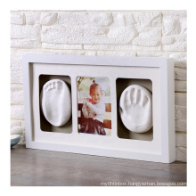 High quality Custom ECO wood Baby Soft Clay Handprint Footprint Kit home decoration photo Shadow box Frame